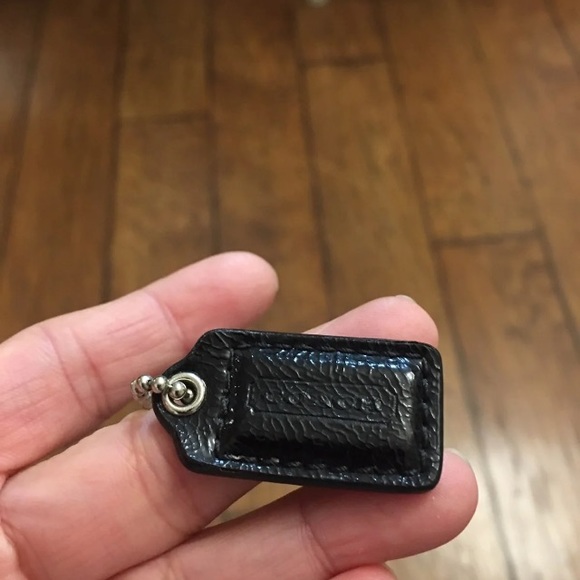 1.5 " Small COACH BLACK LEATHER KEY FOB CHARM KEYCHAIN HANG TAG WRISTLET - Picture 3 of 5